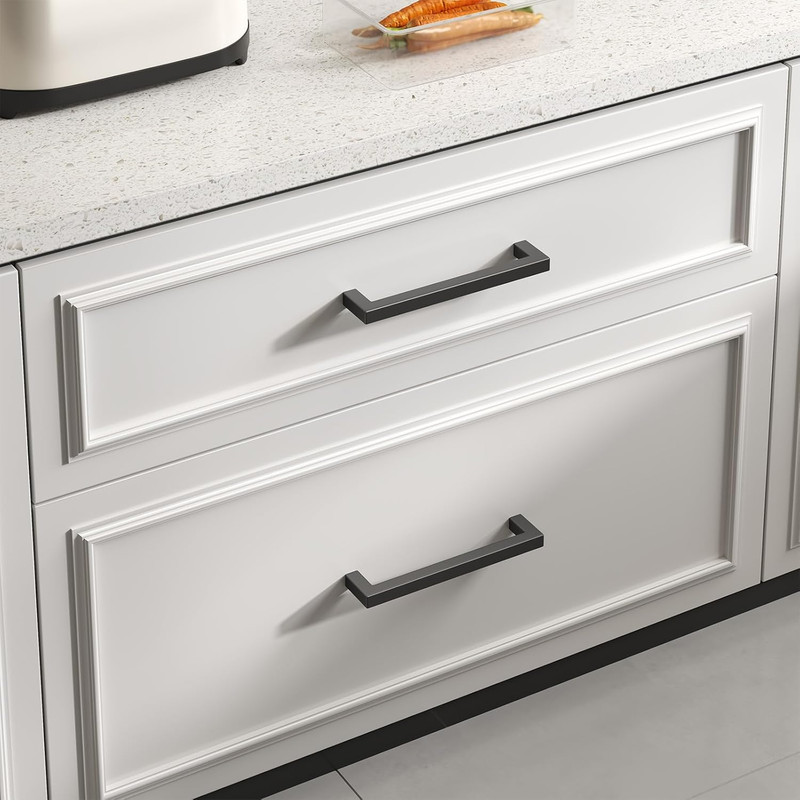 10 Pack Black Square Bar Cabinet Pull Drawer Handle Stainless Steel Modern Hardw gallery