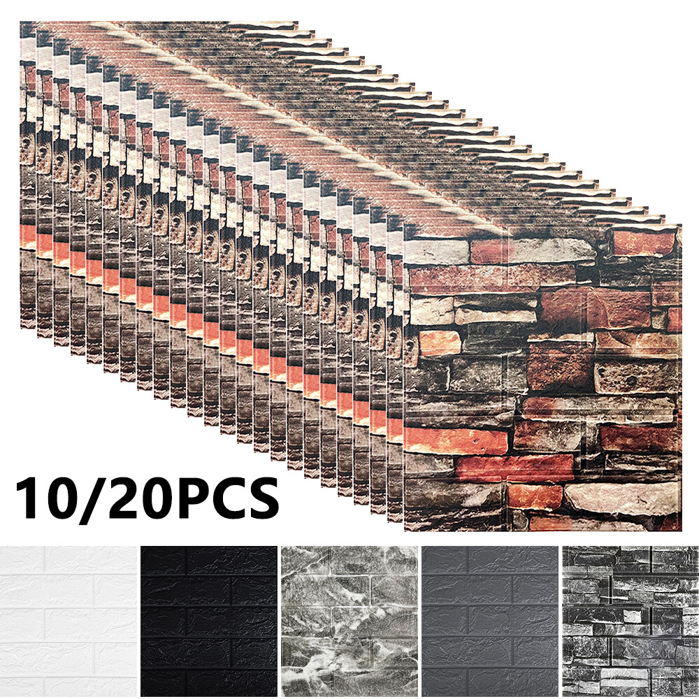 10/20 x 3D Tile Brick Wall Sticker Self-adhesive Foam Panel Wallpaper 13.8*15.2" gallery