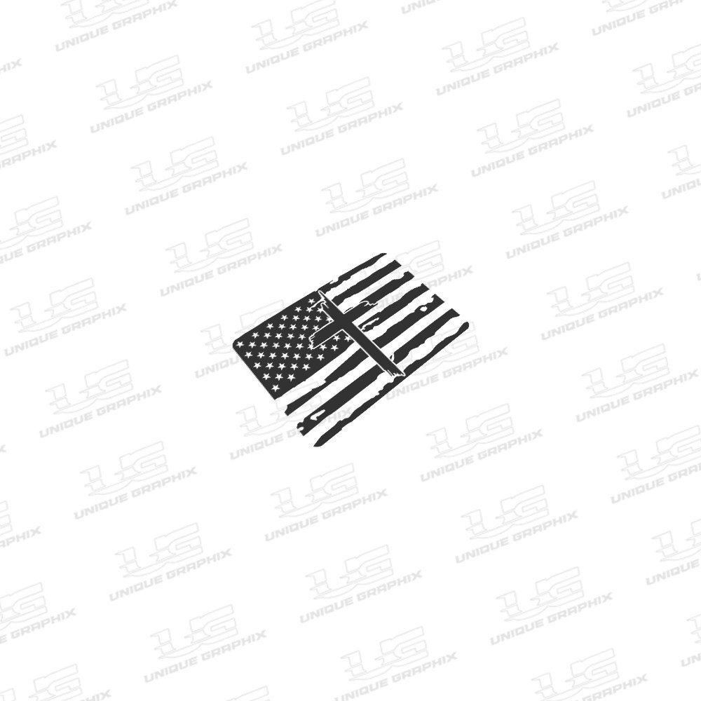Middle Window Amercian Flag Decal With Cross Fits Jeep Gladiator 2018-2026 gallery
