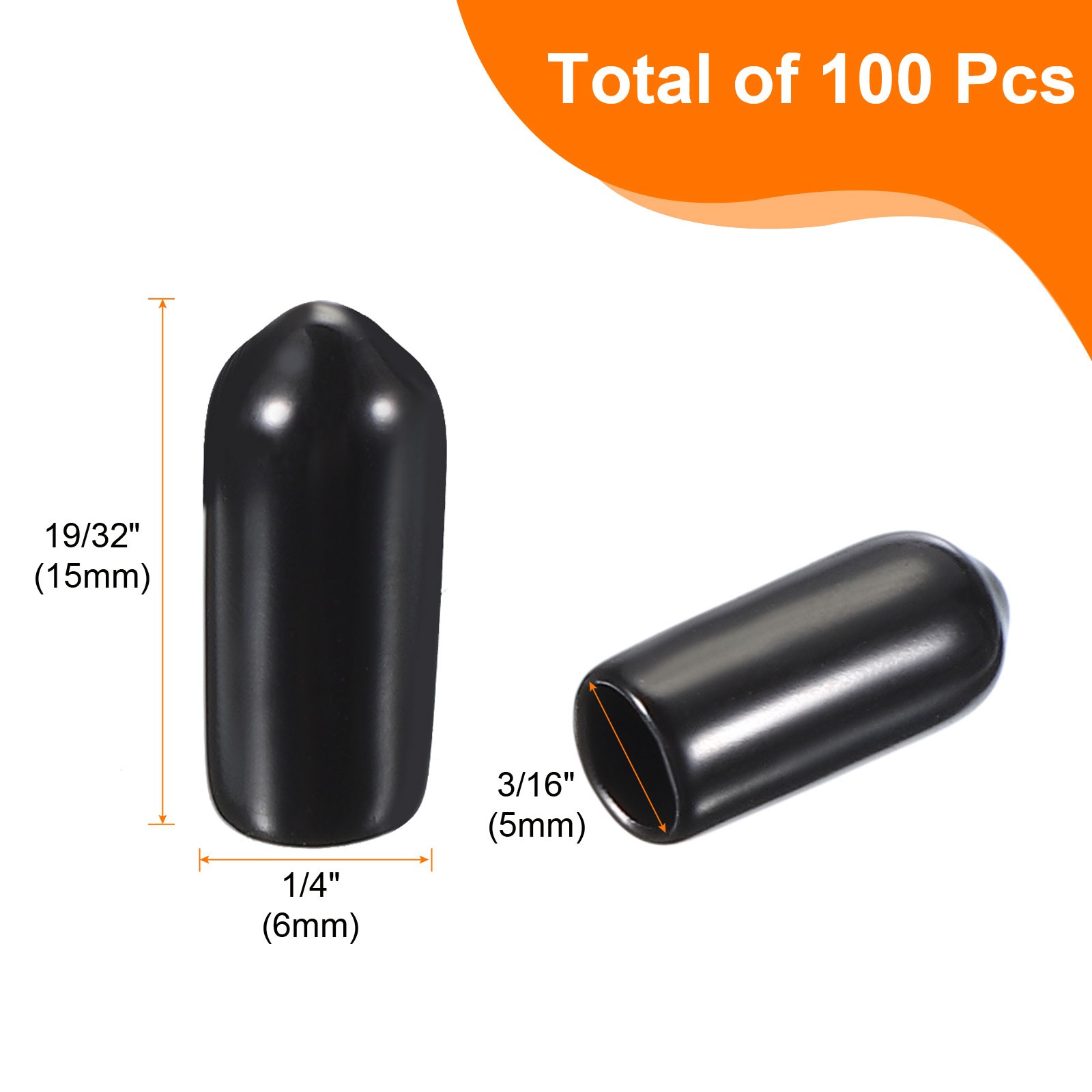 100pcs Pegboard Hook Tip Protector Rubber End Caps Inner Dia 5mm Black gallery