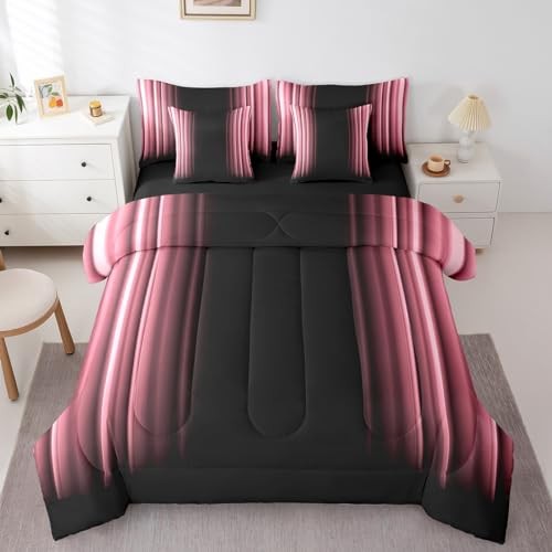 Abstract Ombre Comforter Set with Sheets Kids Teens 7 Piece Full Pink Black gallery