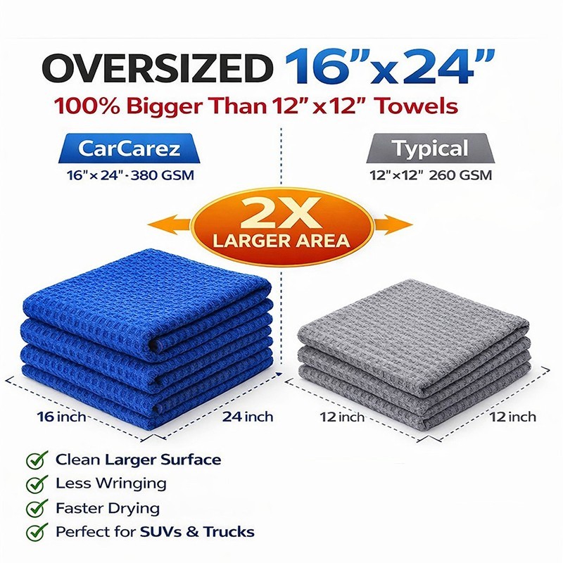 CarCarez Premium 3-Pack Microfiber Waffle Towels 16"x24" 380GSM 3 Colors gallery