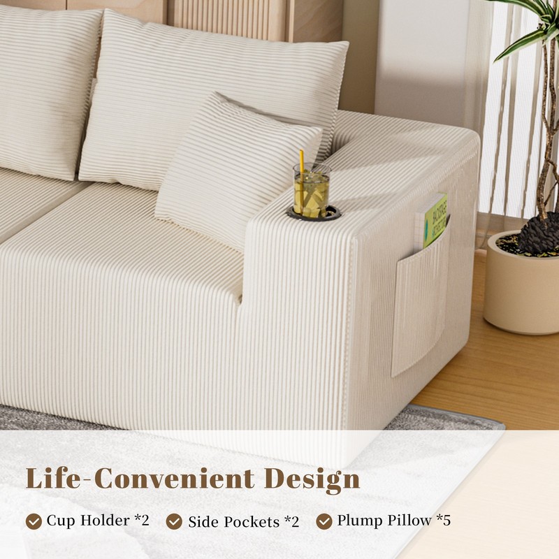 106" Cloud Modular Sectional Sofa Couch with L-Shape Chaise for Living Room gallery