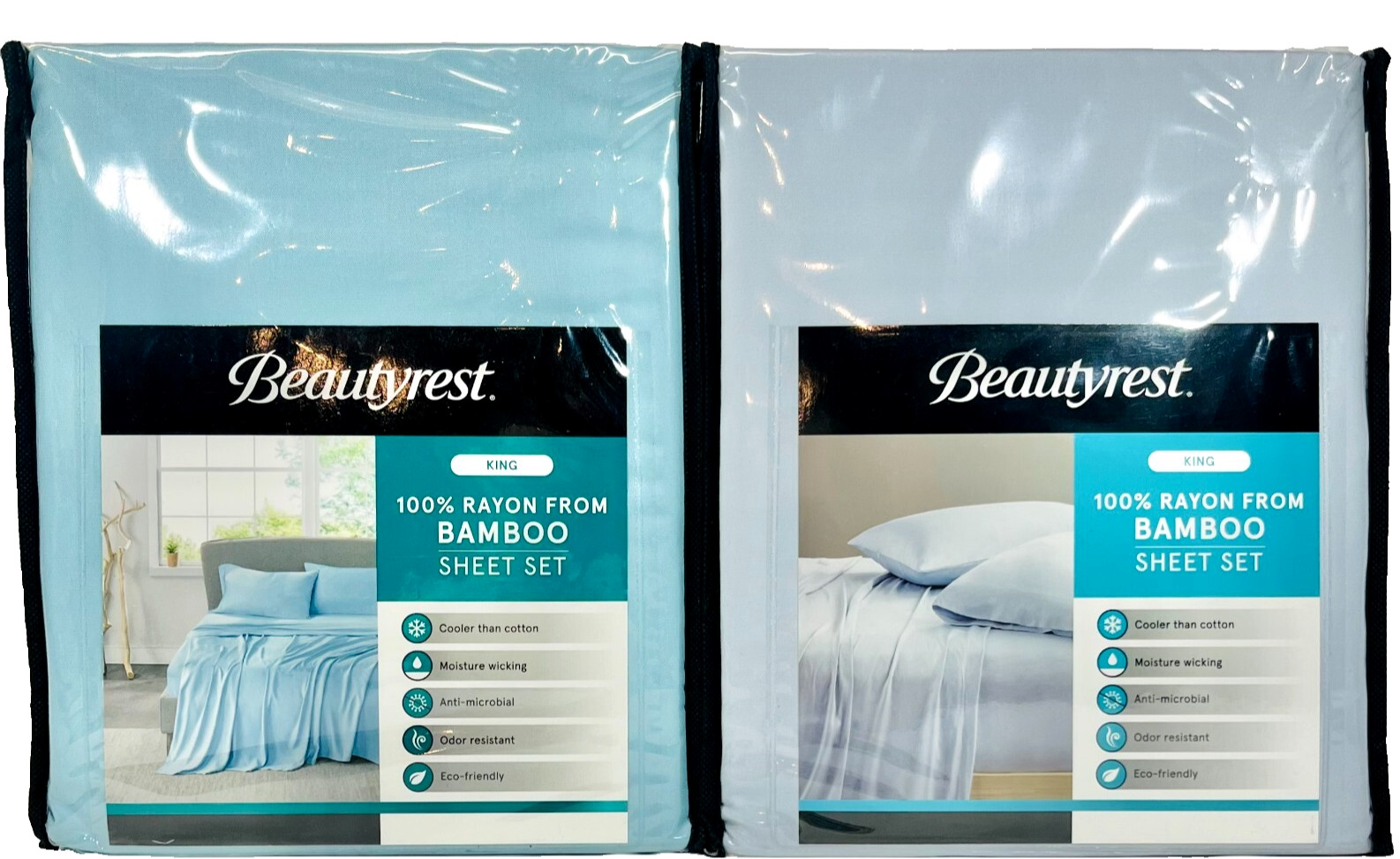 Gray Blue King 100% Rayon from BAMBOO 4P Sheet Set Beautyrest Hypo-allergenic gallery