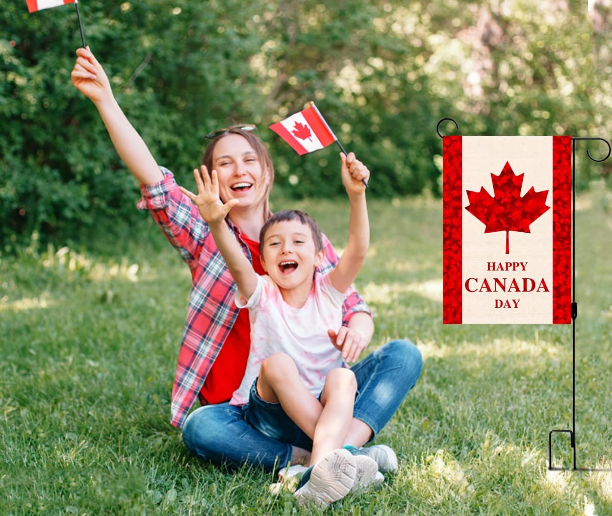 Happy Canada Day Garden Flag Maple Leaf Canadian National Day Holiday Vertica... gallery