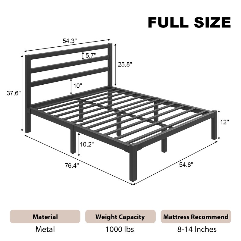 Bed Frame Twin Full Queen King Metal Platform With Headboard and Footboard gallery
