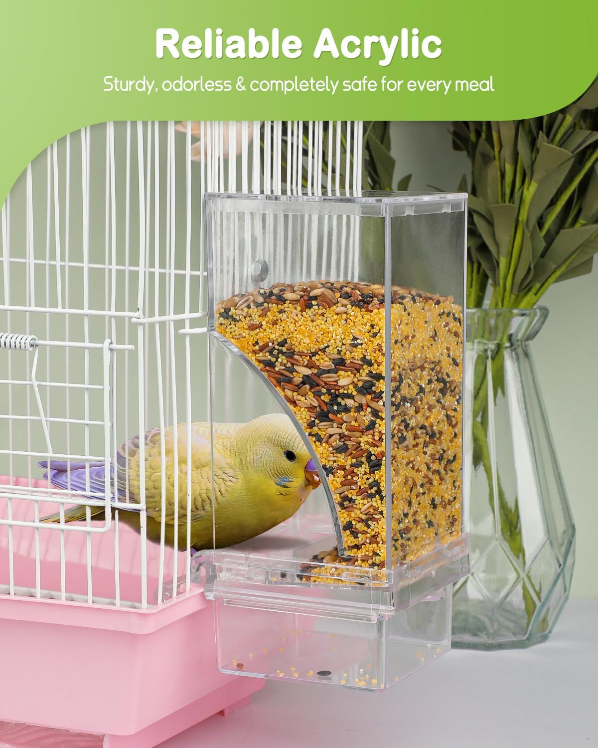 Automatic Bird Feeder, Bird Feeder for Cage, No Mess Bird Feeder, Clear Acryl... gallery