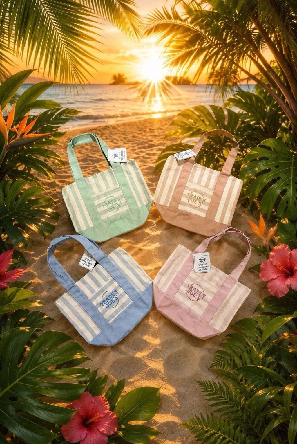 Trader Joe’s Mini Pastel Striped Canvas Tote Bag Limited Edition 2026 gallery