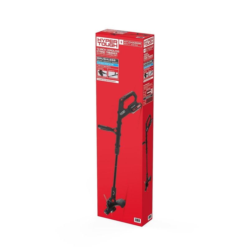 Hyper Tough 20V Brushless 12" String Trimmer Kit 2.0Ah Open Box HT21-401-003-02 gallery