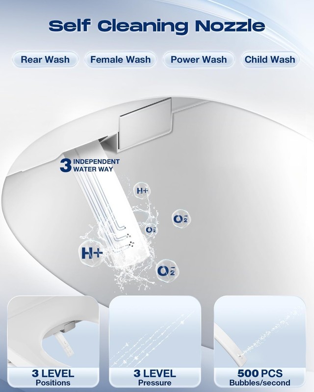 Self-Cleaning Bidet Seat with Automatic Lid, Warm Water, Remote Control, White gallery