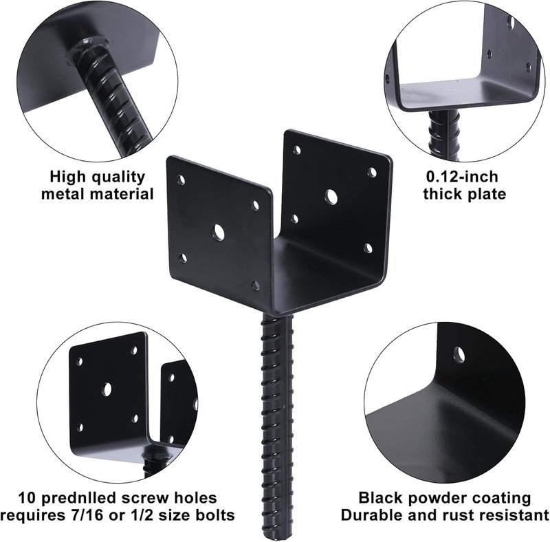 Post Anchor Holder Pergola Brackets Base 4x4 inches 4 Pack gallery