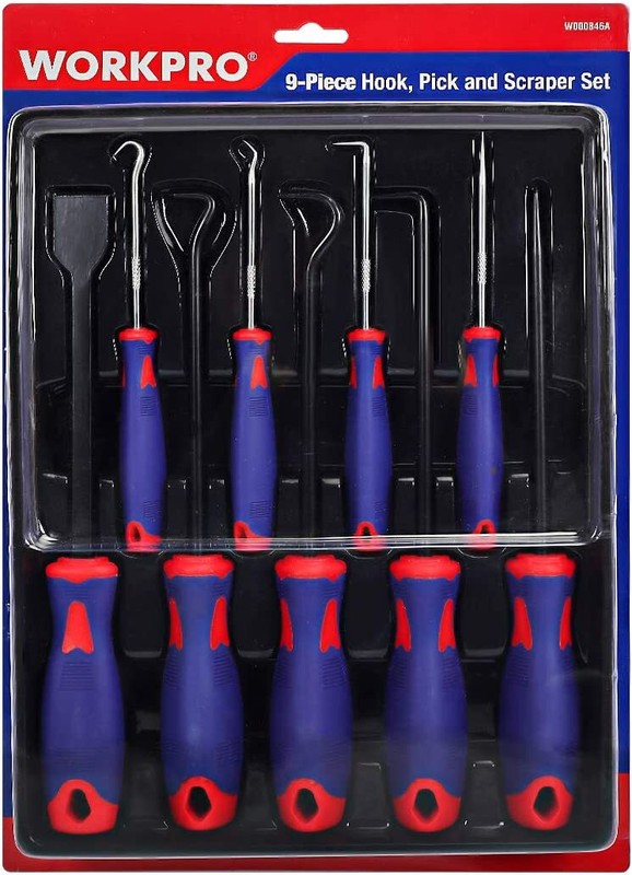 WORKPRO Precision 9 Pcs Pick and Hook Set W/Scraper Automotive Hand Tools Set gallery