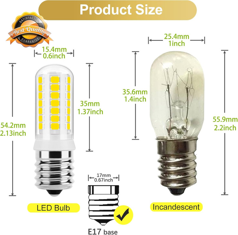2 Pack E17 LED Bulb Dimmable Microwave Light 125V 5000K Daylight White gallery