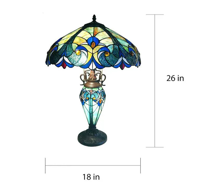 Lamp Tiffany Victorian Style Table Stained Glass Vintage Shade Light Desk Accent gallery