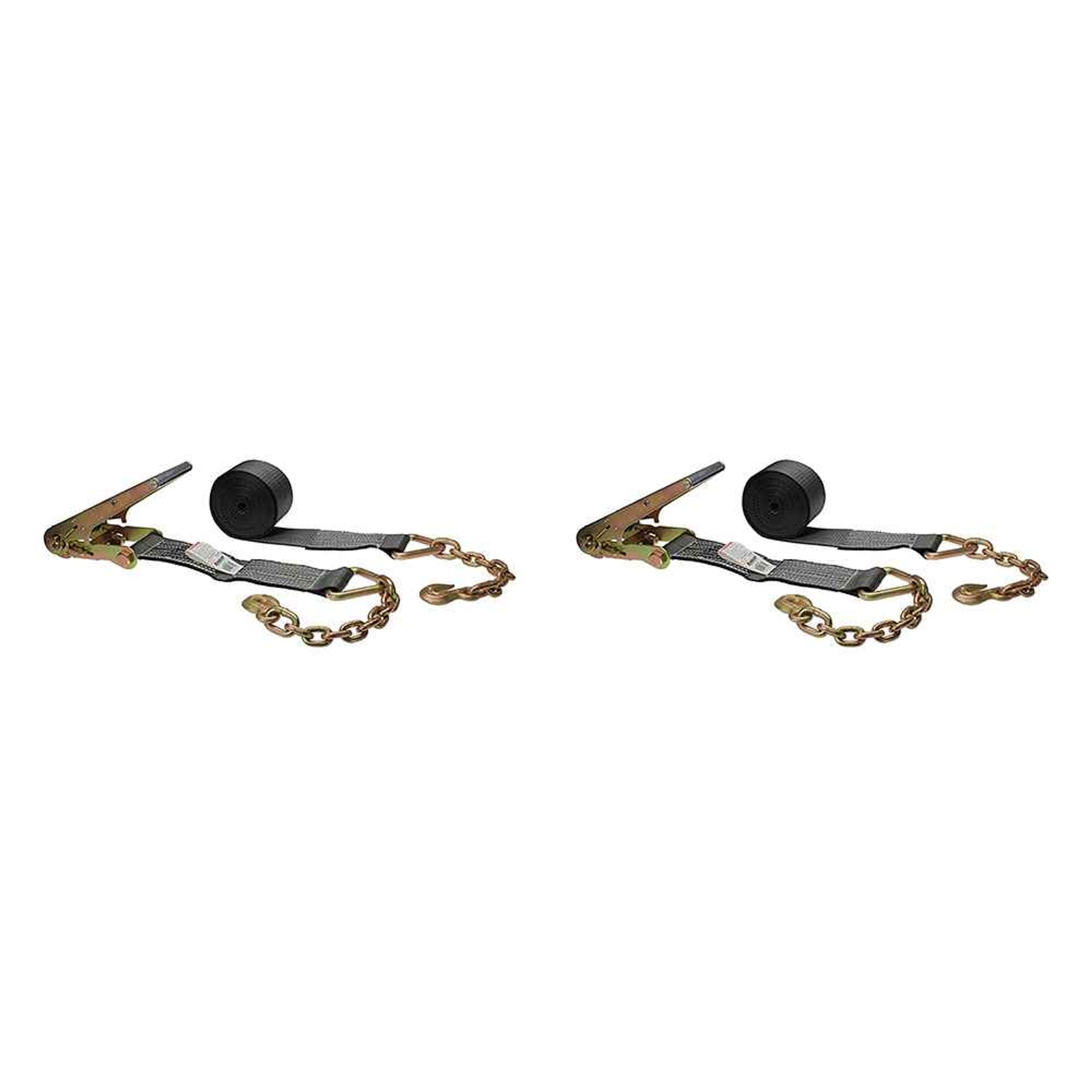 USCC 4" X 30' BlackLine Ratchet Strap w/Chain Extensions 2 Pack gallery