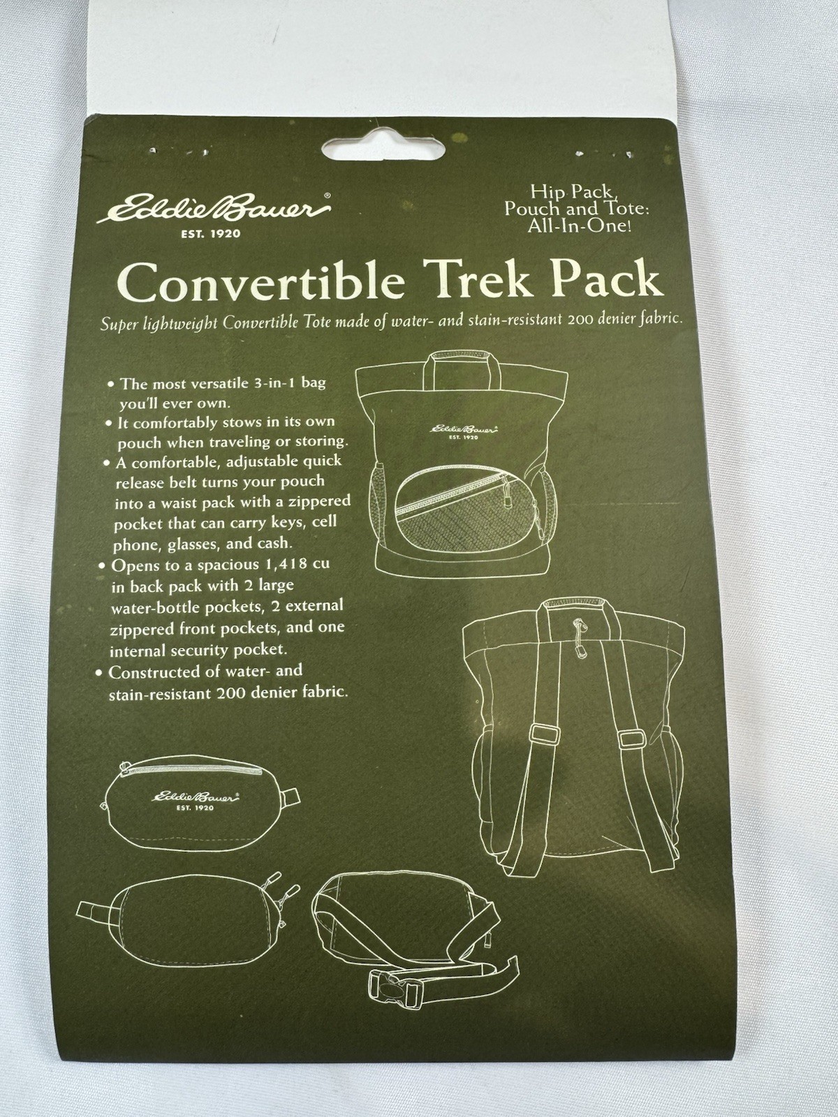 Eddie Bauer Trek Pack Hiking Backpack Black, Drawstring, Mesh Pockets 2