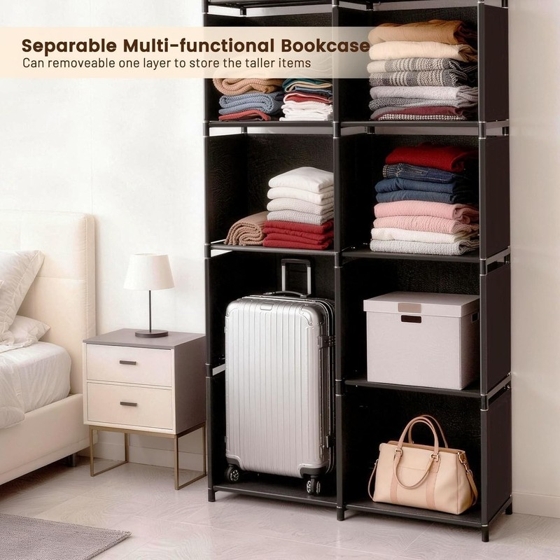 Versatile 5-Tier Cube Storage Organizer - Modern Black Bookshelf for Any Room gallery