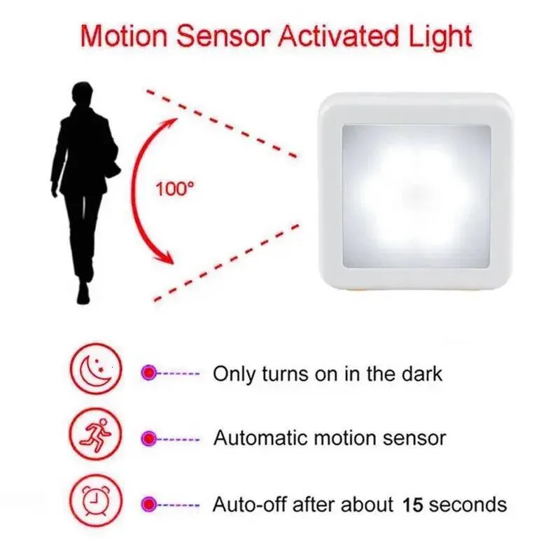 Motion Sensor LED Night Light Battery Powered Indoor Closet Cabinet Wall Cabinet gallery