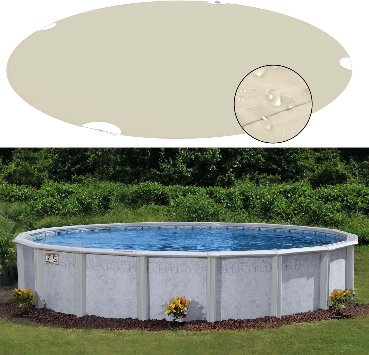 Round Above Ground Swimming Pool Cover Waterproof Winter Mesh Pool Cover Safety gallery