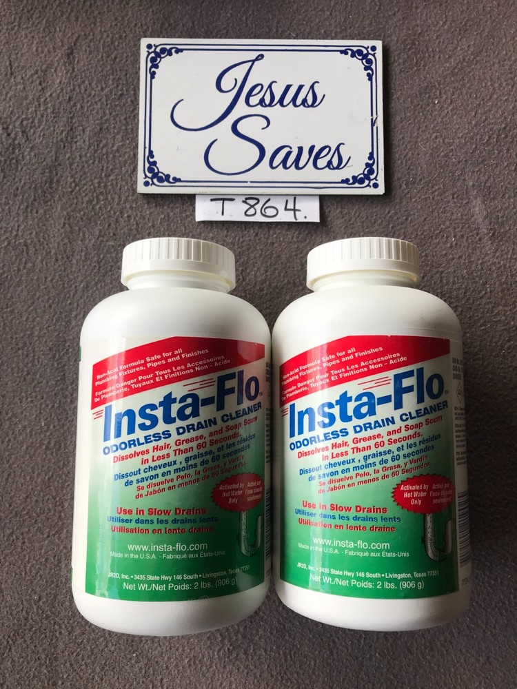 2- Insta-Flo IS-100 Odorless Crystal Form Drain Cleaner Safe for Septic Tank