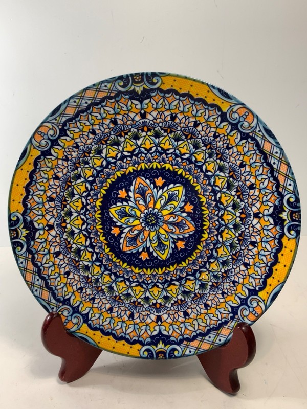 Set of 4 Mandala Pattern Boho Ceramic Plates 8.5 in. gallery