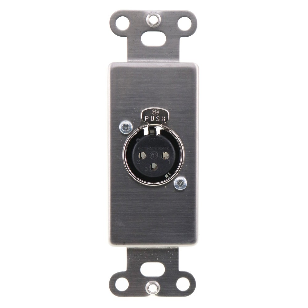 PATHWAY 5108 3-PIN XLR FEMALE INSERT FACEPLATE, XLRF, C/W TERMINALS, STAINLESS