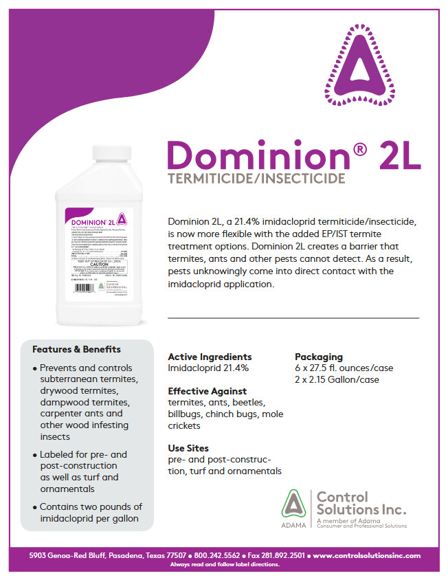 DOMINION 2L Termitcide Insecticide Insect Termite Control Non Repellent 27.5 oz gallery