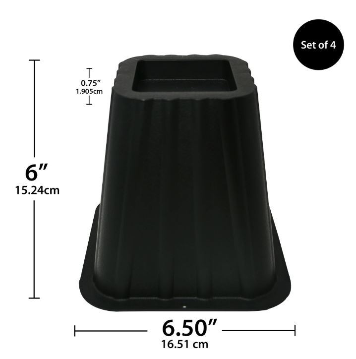 4 Pack, Black Bed Risers, Raise Your Bed to Create Storage Space,NEW gallery