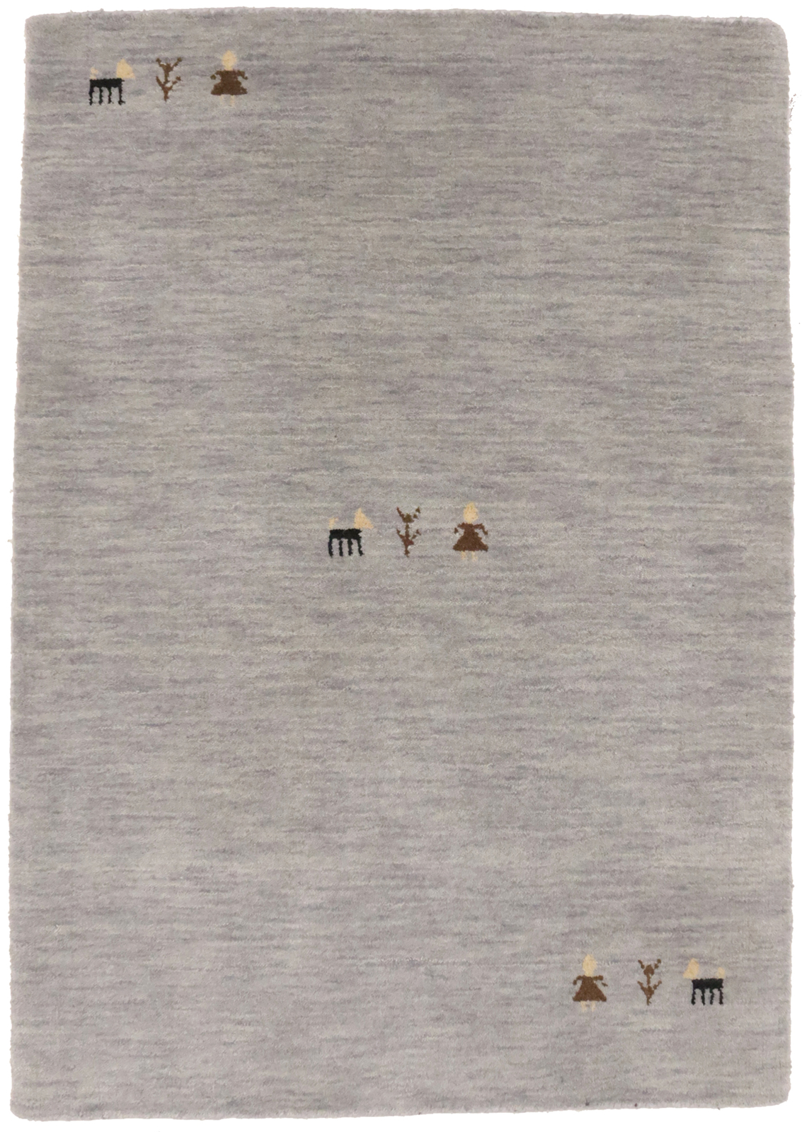 2X3 ft Handmade Gray Gabbeh Rug Tribal Pictorial Design Modern Plush Wool Carpet gallery