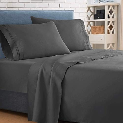 Supreme 1500 Collection 3pc Bed Sheet Set- Twin (Single) Size, Charcoal gallery