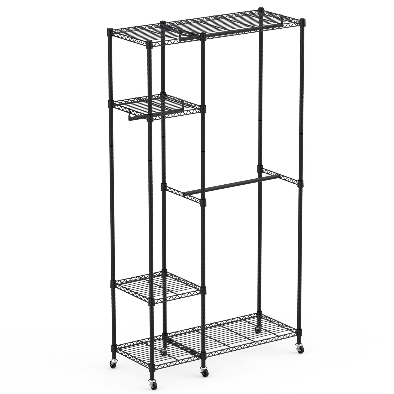 Heavy Duty Garment Rack Rolling Clothes Organizer Portable Closet Wardrobe Rack gallery