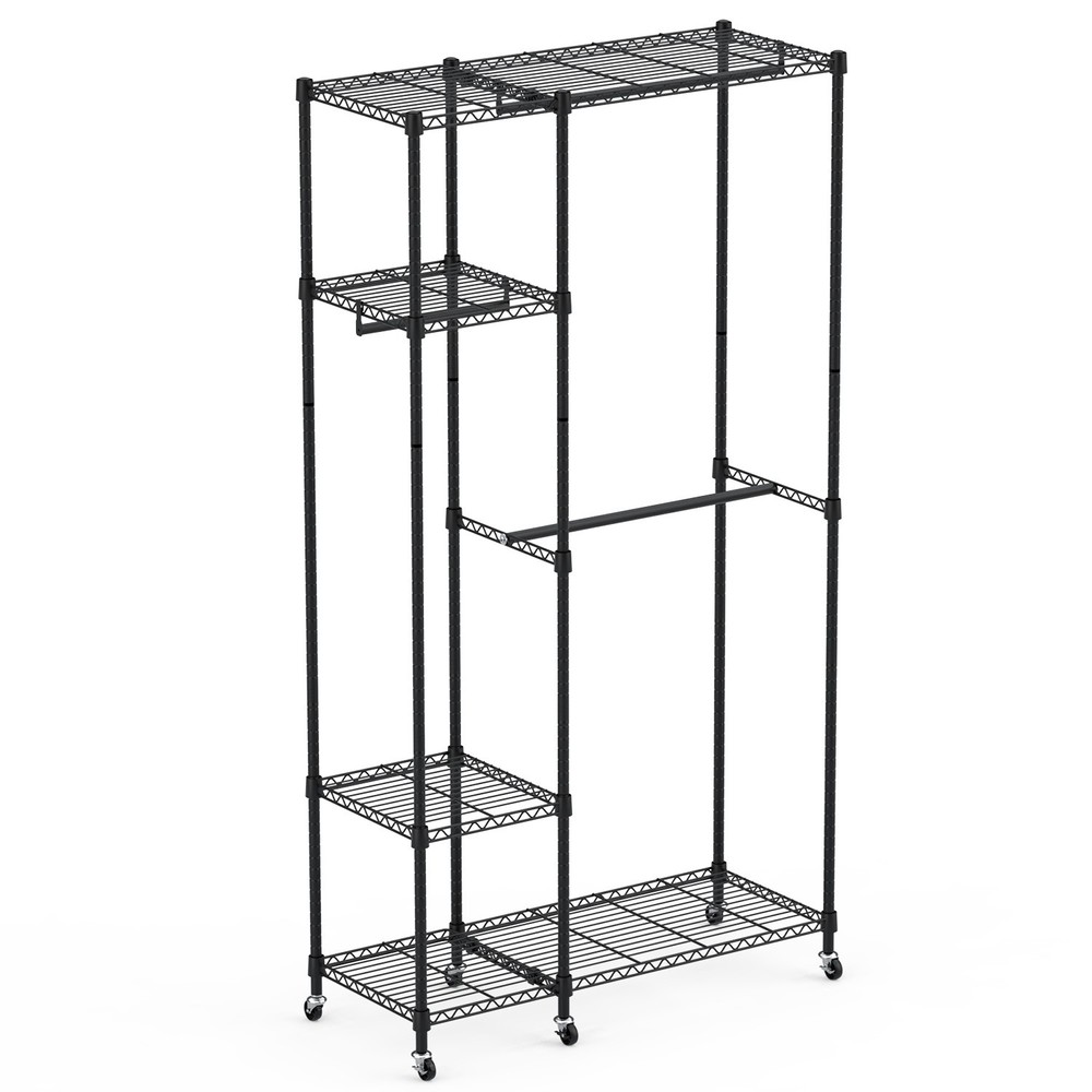 Heavy Duty Garment Rack Rolling Clothes Organizer Portable Closet Wardrobe Rack