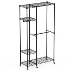 Heavy Duty Garment Rack Rolling Clothes Organizer Portable Closet Wardrobe Rack