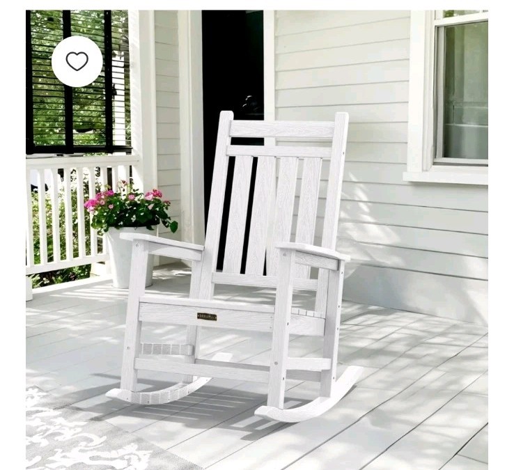 SERWALL Oversized Outdoor Rocking Chair, All-Weather HDPE Patio Rocker with Wide gallery