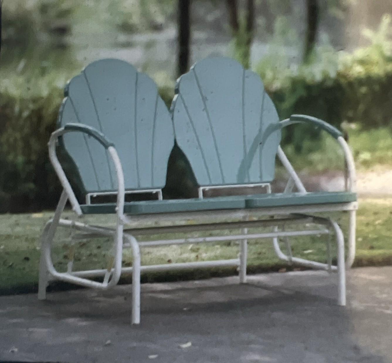Red Shed Metal Shell Double Glider Turqoise Retro Clamshell Loveseat Ocean Beach gallery