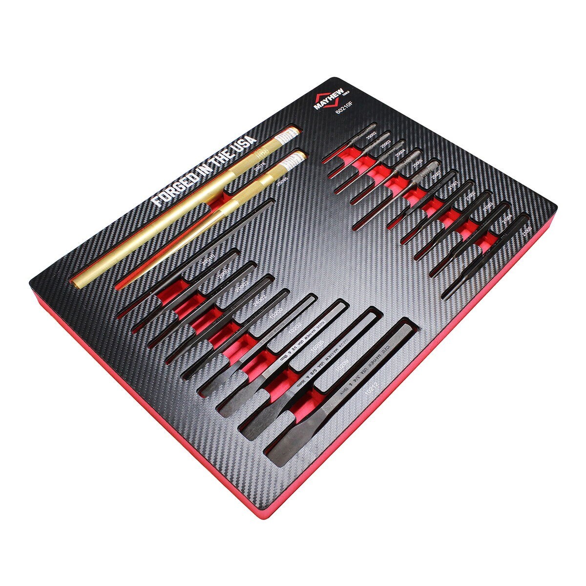 Mayhew 21pc Punch and Chisel Set 60210F w Foam Block Pilot Pin Solid Made in USA gallery