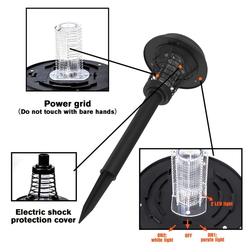 Solar Powered Electric Mosquito Killer Lamp LED Trap Lamp Fly Bug Insect Zapper gallery