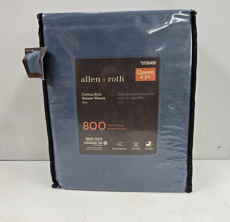 allen + roth Queen 800-Thread-Count Cotton Polyester Blend Blue Bed-Sheet gallery