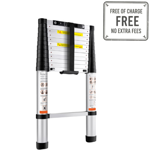 KFFKFF Extendable Ladder, 12.5 FT Aluminum, 375 LBS, Portable Versatile Compact gallery