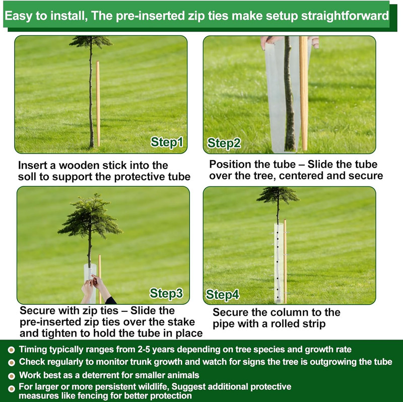 1 Roll Tree Grow Tubes for Sapling, 17"×192" Seedling Protectors Tubes Miracle T gallery