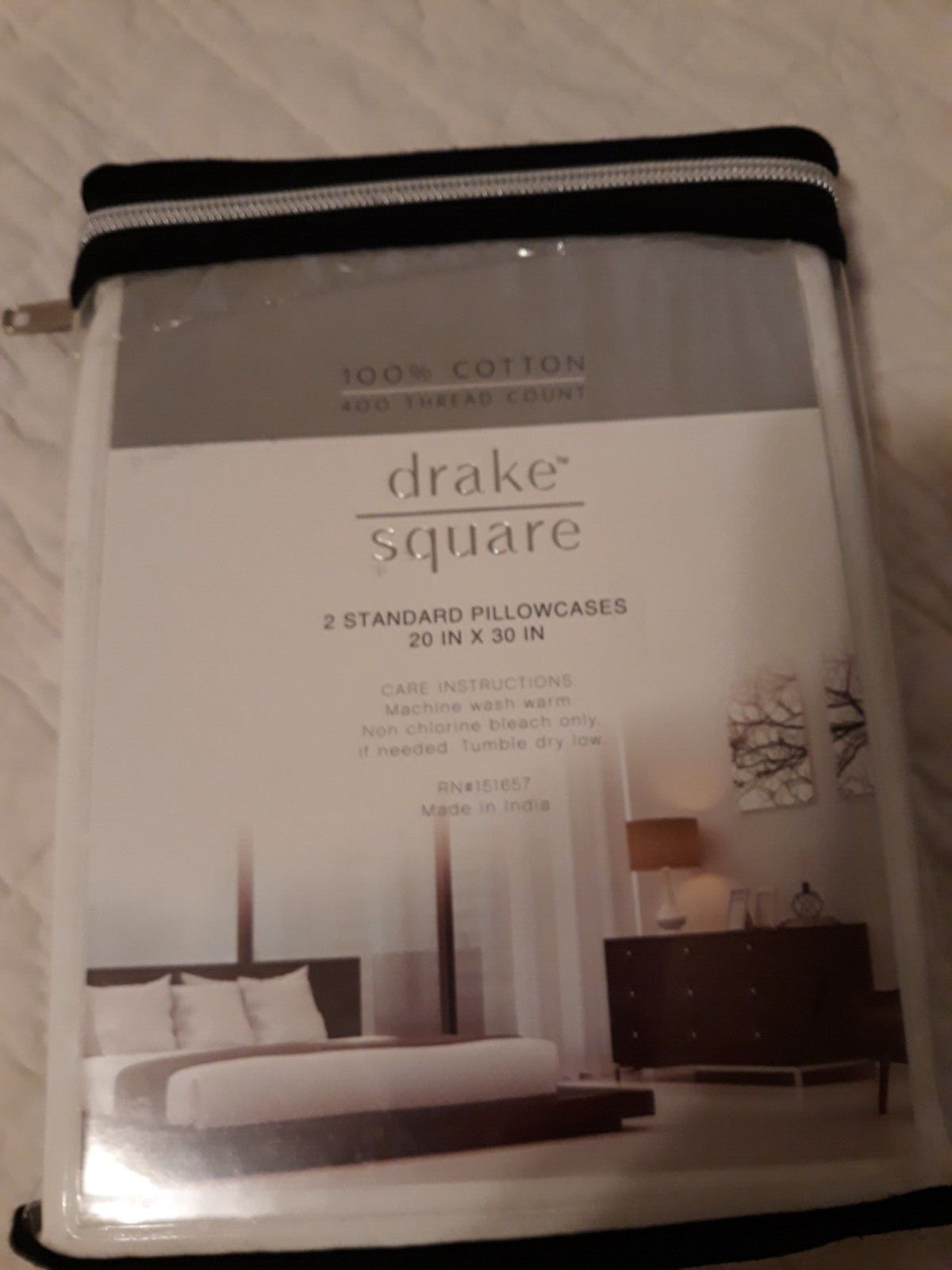 Drake Square White Standard 100% Cotton 400TC Soft Smooth Touch Pillowcases NEW gallery