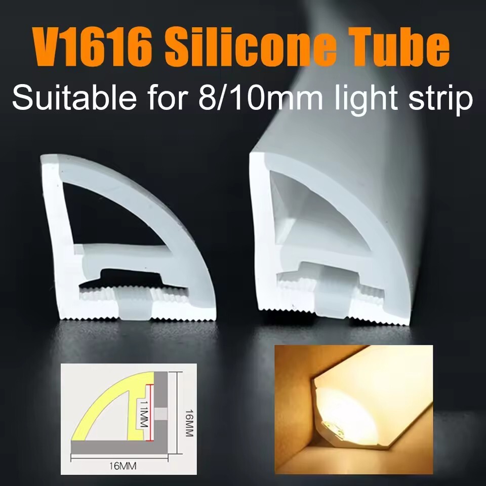 V-Shaped Silicone LED Cover – Waterproof Flexible Diffuser Tube for Strip Lights gallery