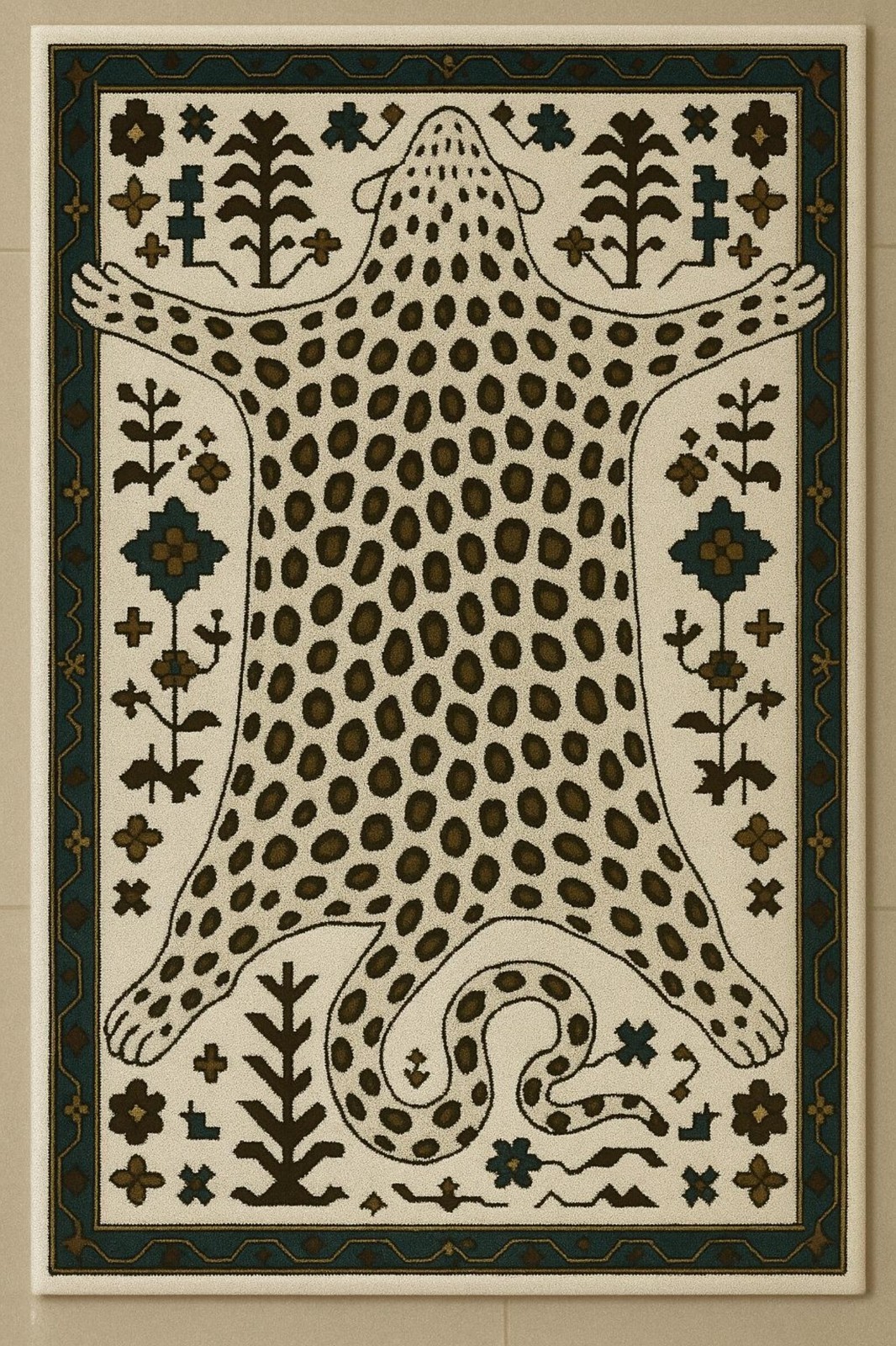 Leopard Skin Inspired Hand Tufted Area Rug – Tribal Animal Design Carpet Rug gallery