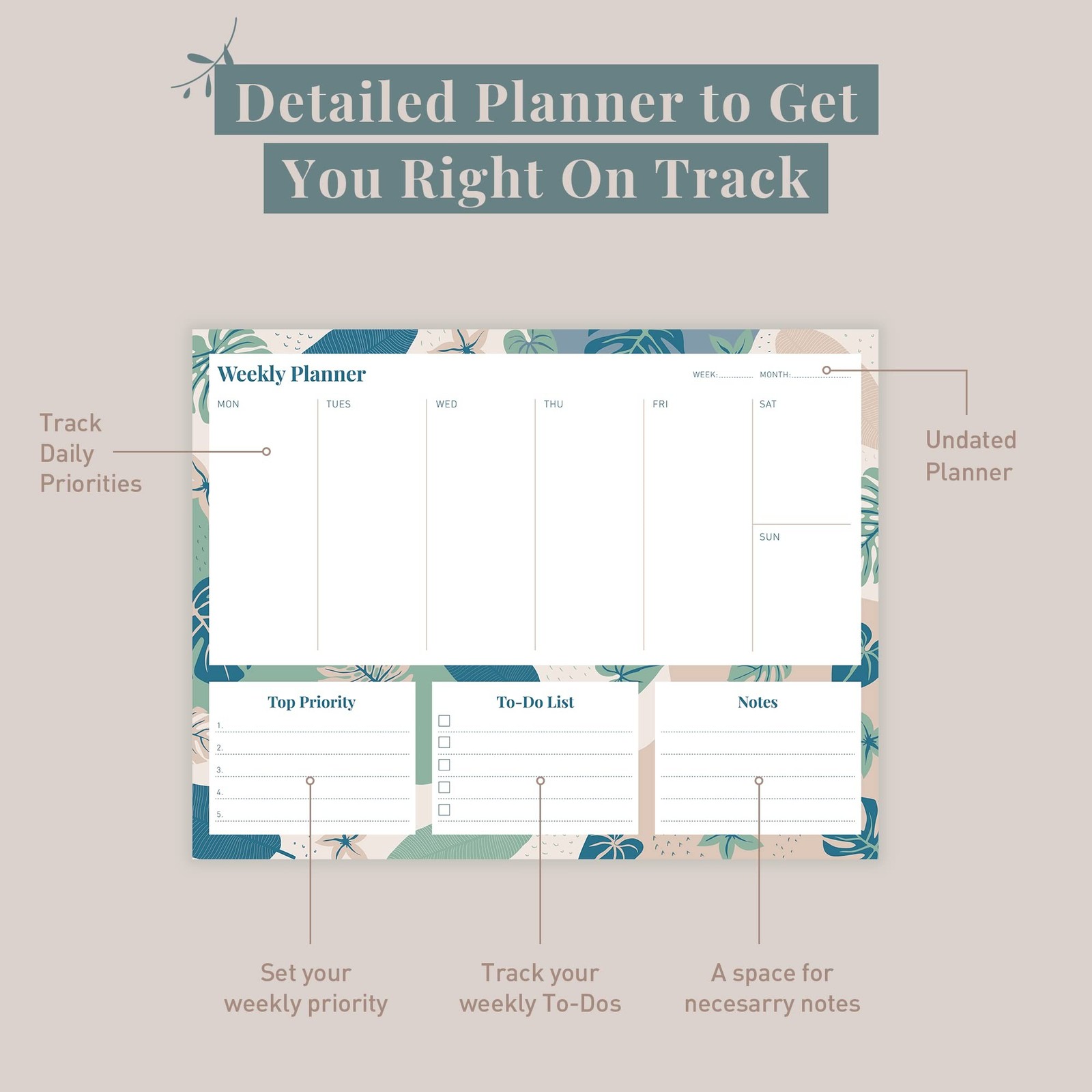 Riley's Weekly Planner Pad, Calendar Tear Off, Desk Organizer, To Do List Not... gallery