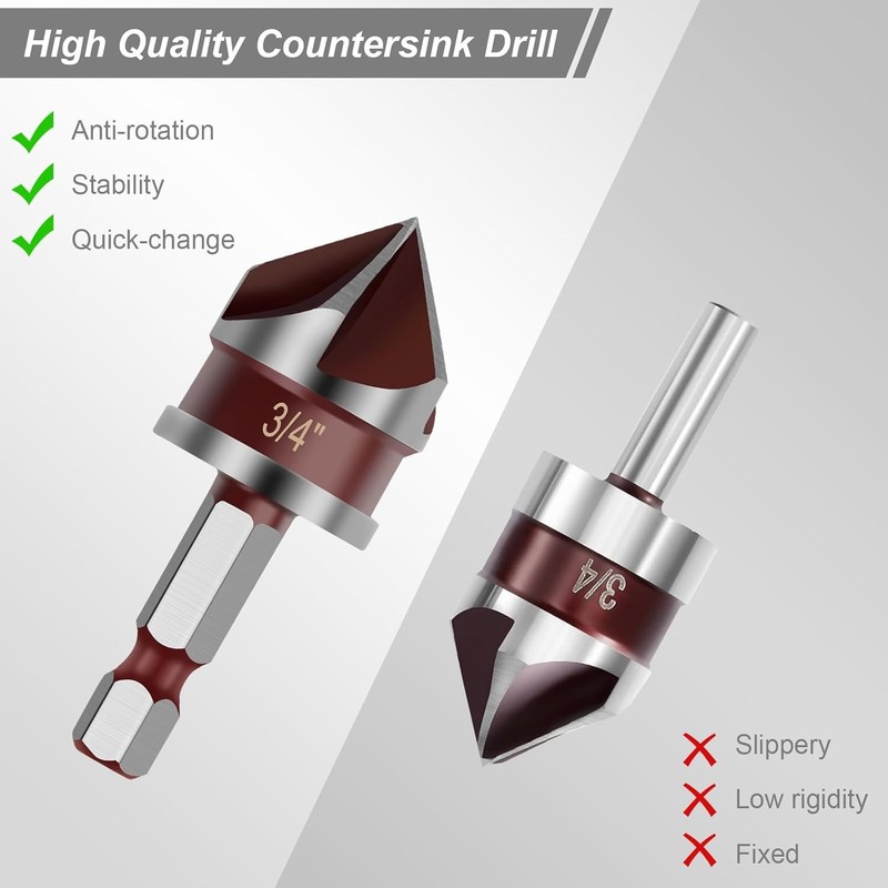 5PCS Countersink Drill Bit Set,82 Degree HSS Counter Sink Drill Bit for Wood,Met gallery