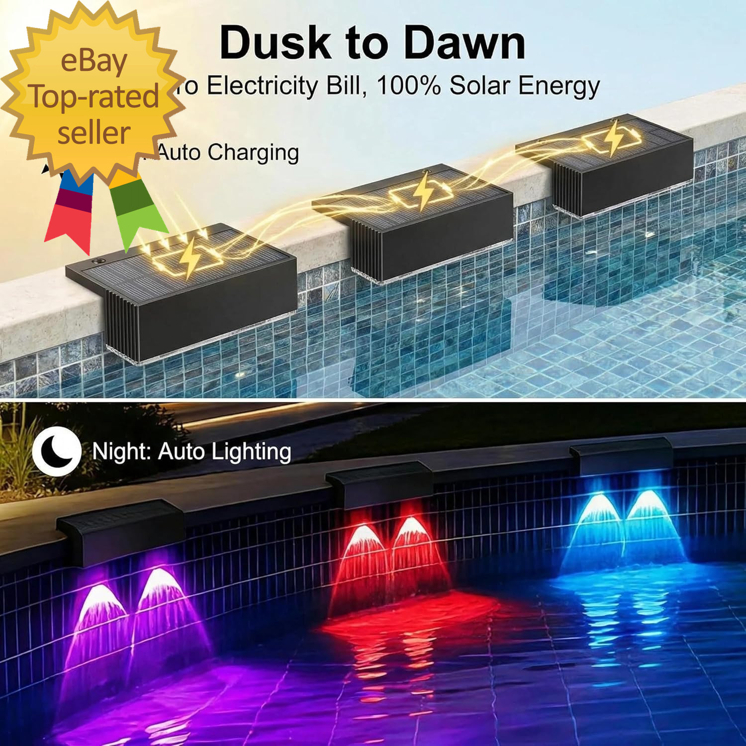 4 Pack Solar Pool Lights for above Ground Pools, Swimming Inground Pools LED Lig gallery