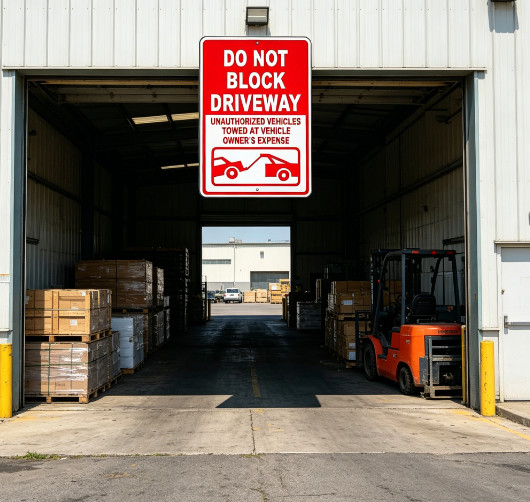 "Do Not Block Driveway" Metal Sign, No Parking Towing Warning Plaque Street gallery