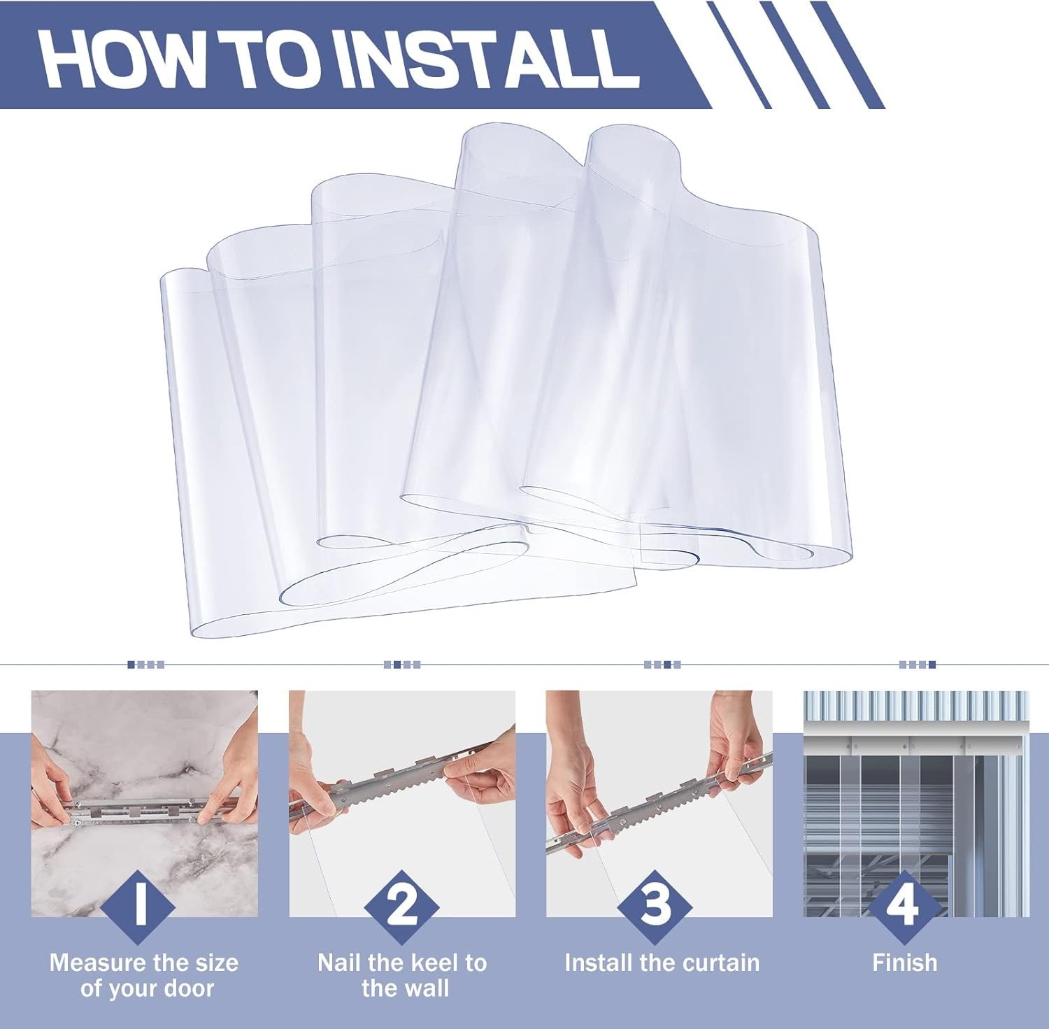 96 X 96 Inch PVC Strip Door Curtain Kit, Heavy Duty Waterproof Clear Door Curtai gallery