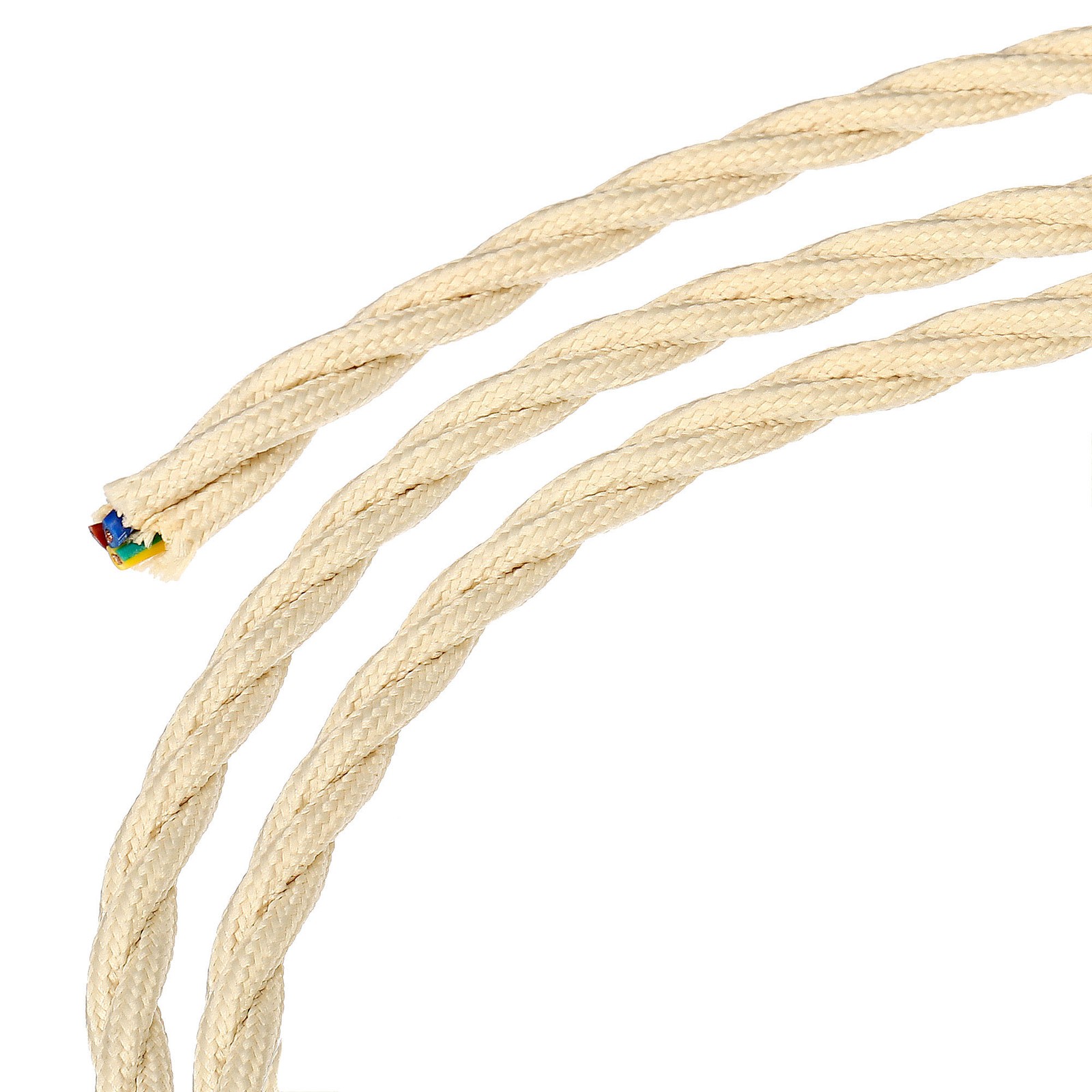 Twisted Cloth Covered Wire 3 Core 18AWG 5m/16.4ft Electrical Cable Beige gallery