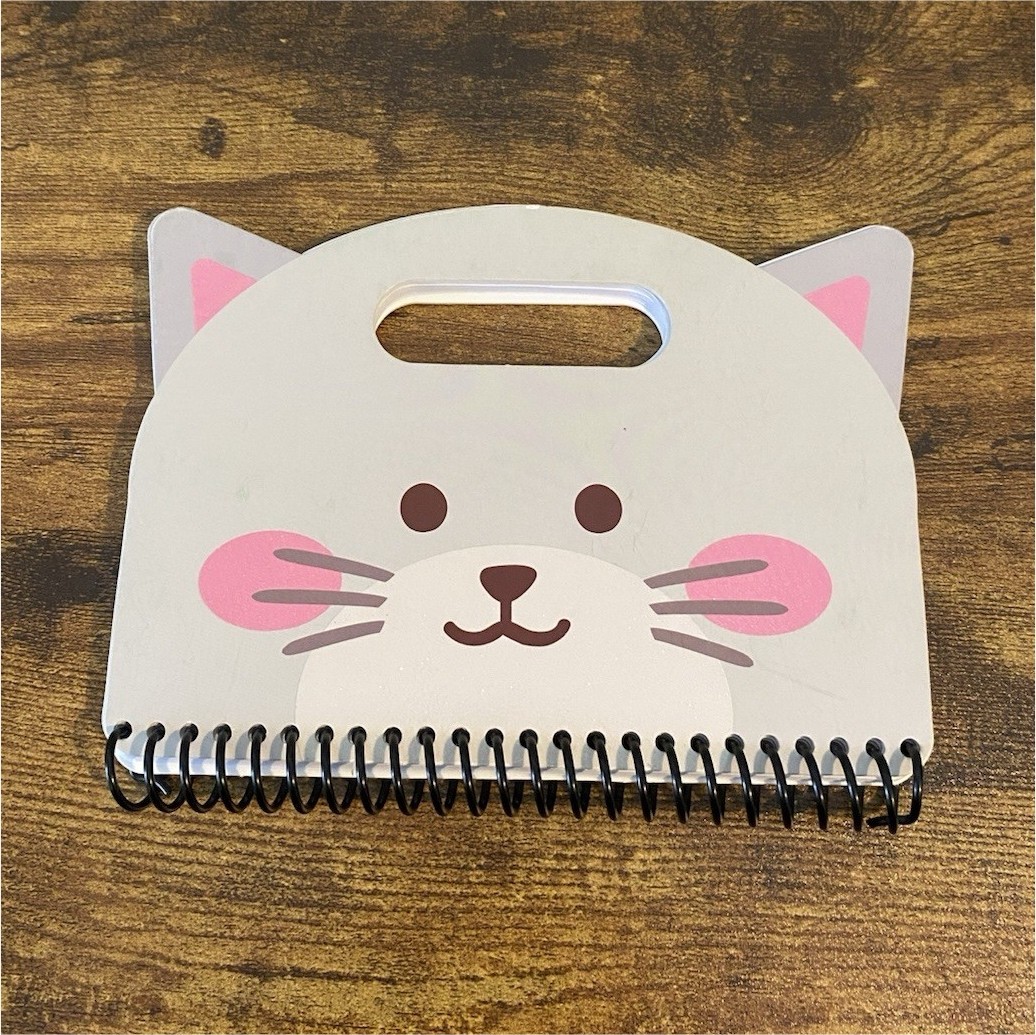 Cat Shaped Spiral Notebook with Handle, Lined Pages, White Pink, Cats & Kittens gallery